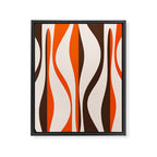 Mid Century Modern Retro Lounge Striped Ogee Pattern in Vintage 70s Brown Orange  Framed Canvas Print Gallery Image 8