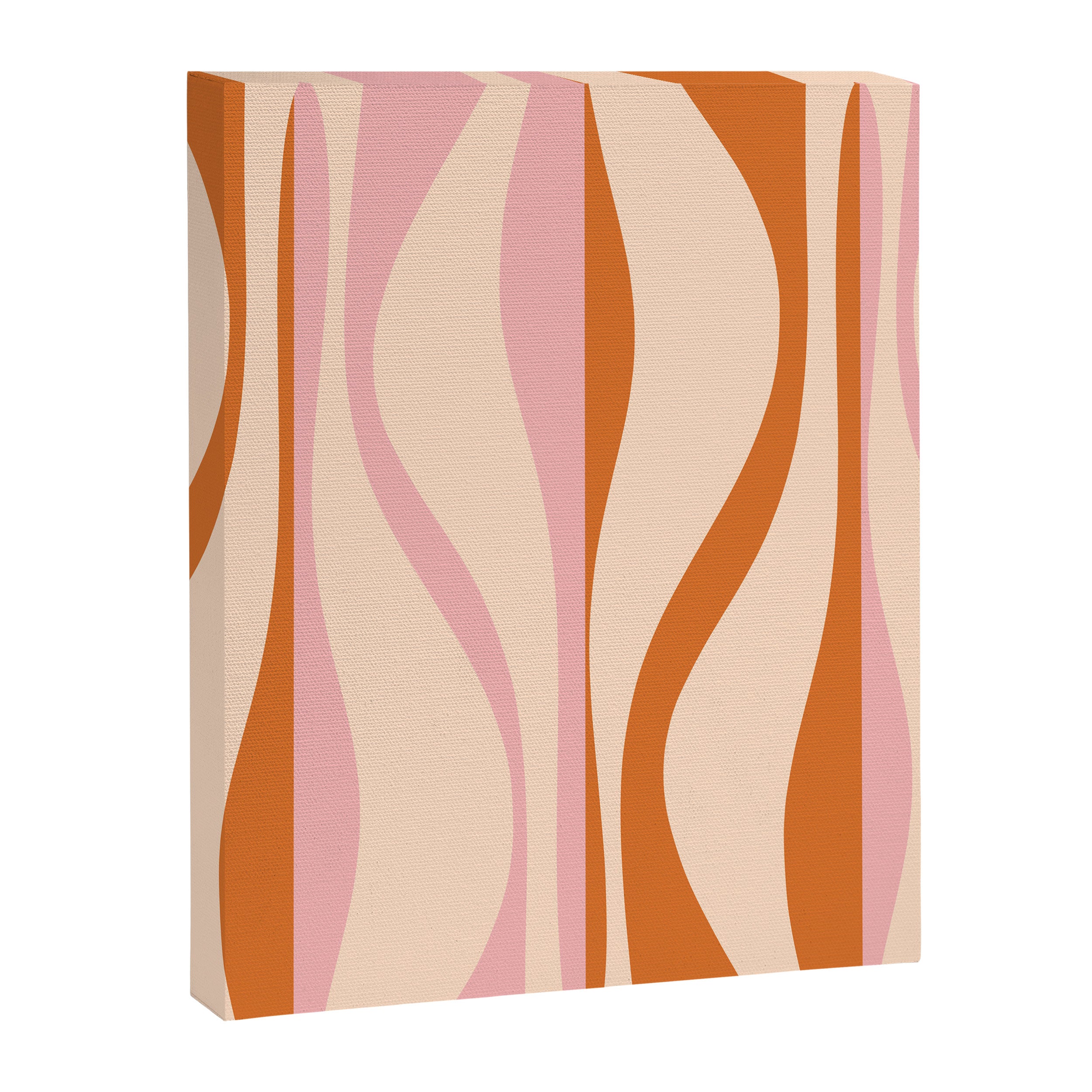 Mid Century Modern Retro Lounge Striped Ogee Pattern Orange Pink Cream Canvas Print Gallery Image 8
