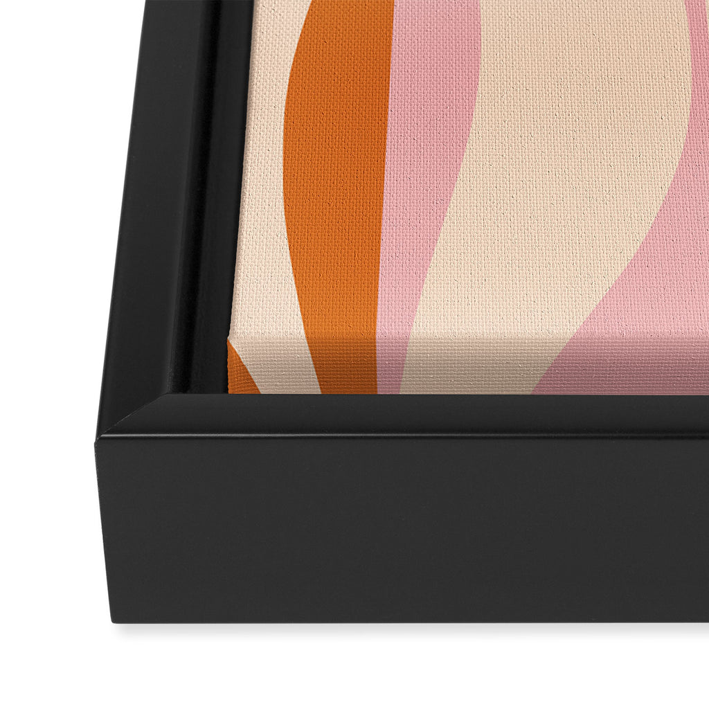 Mid Century Modern Retro Lounge Striped Ogee Pattern Orange Pink Cream Framed Canvas Print Gallery Image 3