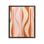 Mid Century Modern Retro Lounge Striped Ogee Pattern Orange Pink Cream Framed Canvas Print Gallery Image 8