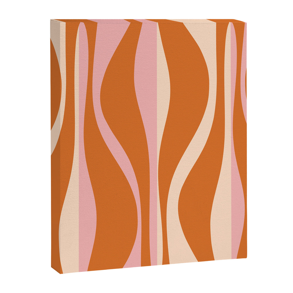 Mid Century Modern Retro Lounge Striped Ogee Pattern Pink Orange Cream Canvas Print Gallery Image 8
