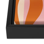 Mid Century Modern Retro Lounge Striped Ogee Pattern Pink Orange Cream Framed Canvas Print Gallery Image 3