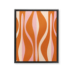 Mid Century Modern Retro Lounge Striped Ogee Pattern Pink Orange Cream Framed Canvas Print Gallery Image 8