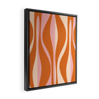 Mid Century Modern Retro Lounge Striped Ogee Pattern Pink Orange Cream Framed Canvas Print Gallery Image 2