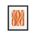 Mid Century Modern Retro Lounge Striped Ogee Pattern Pink Orange Cream Framed Art Print Gallery Image 4