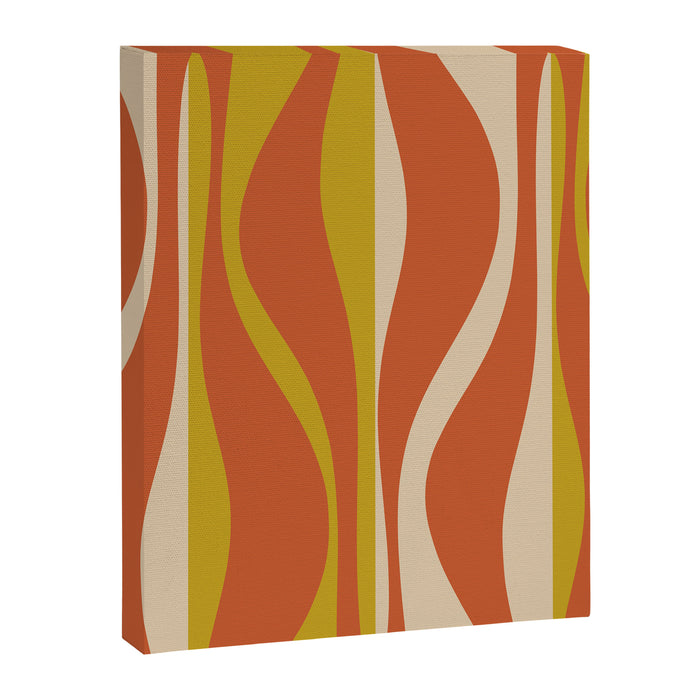 Mid Century Modern Retro Lounge Striped Pattern in Mid Mod Orange Mustard Beige Canvas Print Gallery Image 1