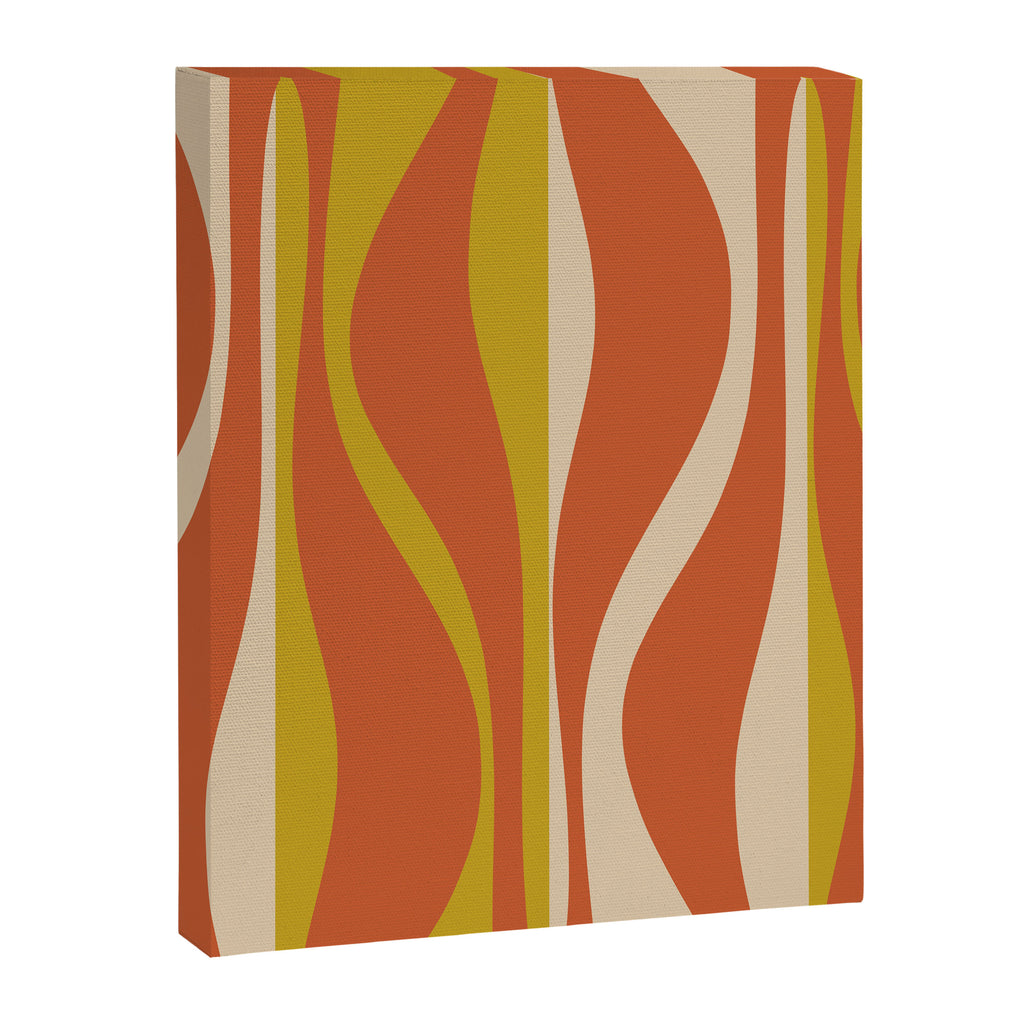 Mid Century Modern Retro Lounge Striped Pattern in Mid Mod Orange Mustard Beige Canvas Print Gallery Image 8