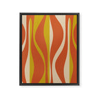 Mid Century Modern Retro Lounge Striped Pattern in Mid Mod Orange Mustard Beige Framed Canvas Print Gallery Image 8
