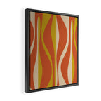 Mid Century Modern Retro Lounge Striped Pattern in Mid Mod Orange Mustard Beige Framed Canvas Print Gallery Image 2