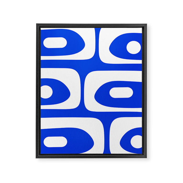 Mid Century Modern Royal Blue Piquet Bold Minimal Abstract Framed Canvas Print Gallery Image 1
