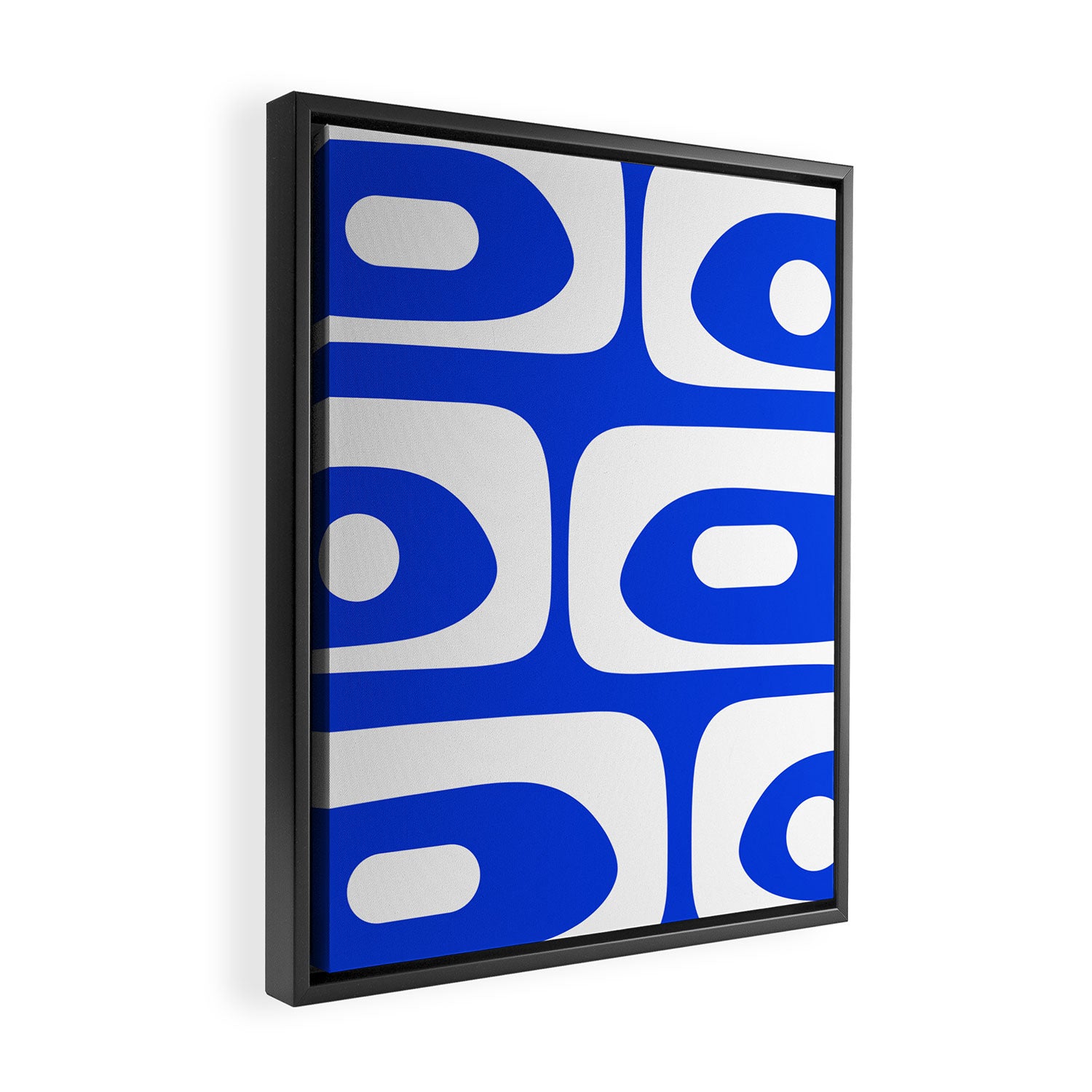 Mid Century Modern Royal Blue Piquet Bold Minimal Abstract Framed Canvas Print Gallery Image 2