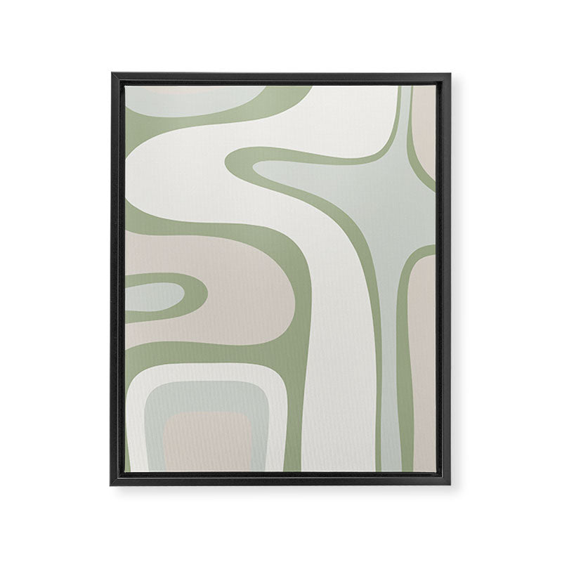 Mid Century Modern Sage Green Copacetic Retro Abstract Framed Canvas Print Gallery Image 8