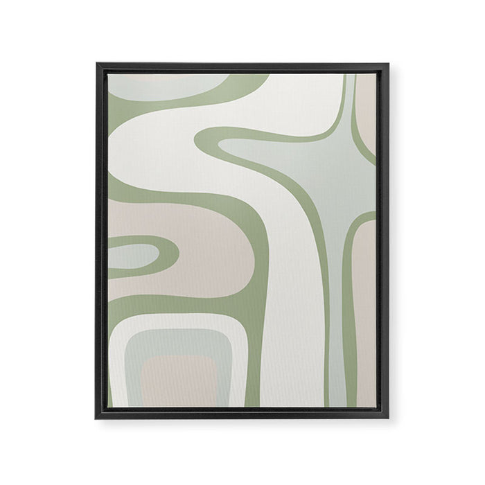 Mid Century Modern Sage Green Copacetic Retro Abstract Framed Canvas Print Gallery Image 1