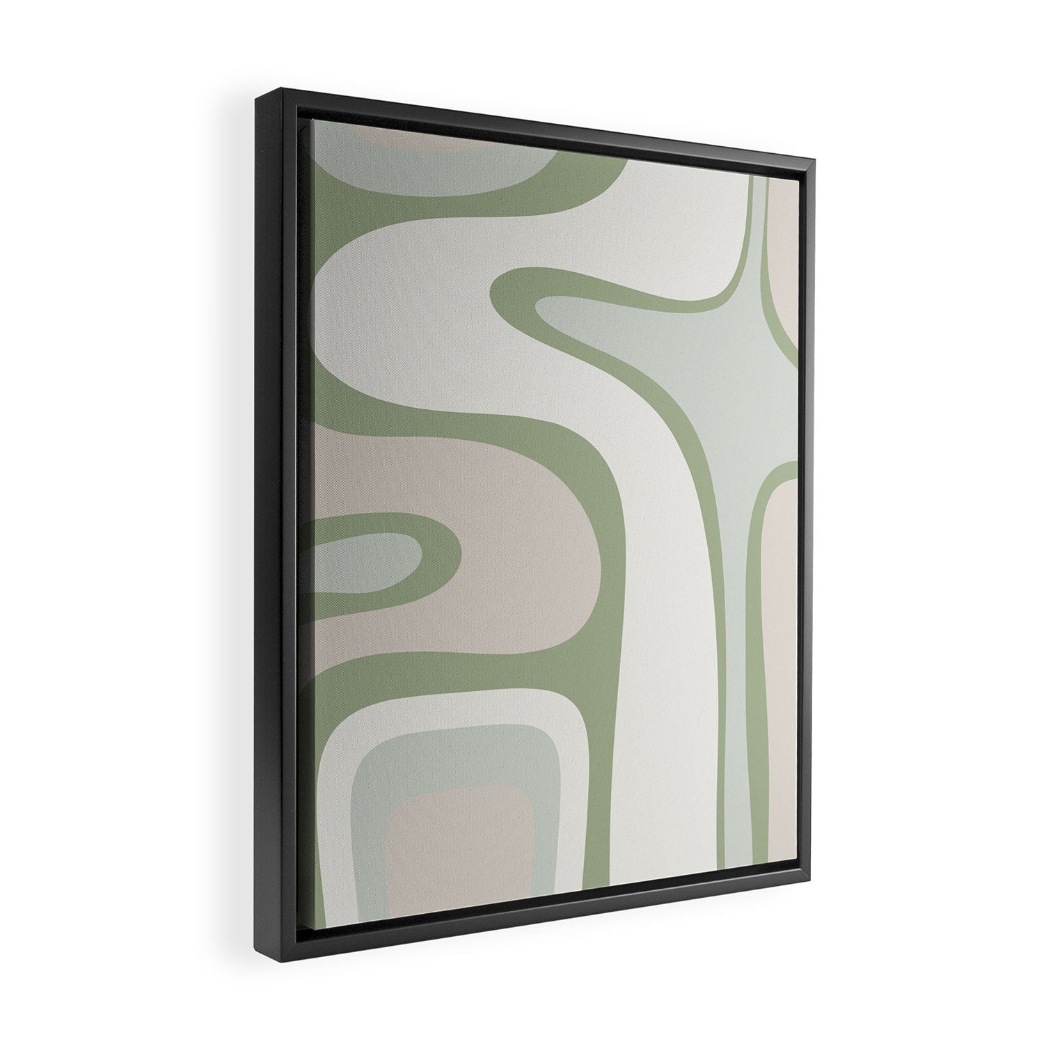 Mid Century Modern Sage Green Copacetic Retro Abstract Framed Canvas Print Gallery Image 2