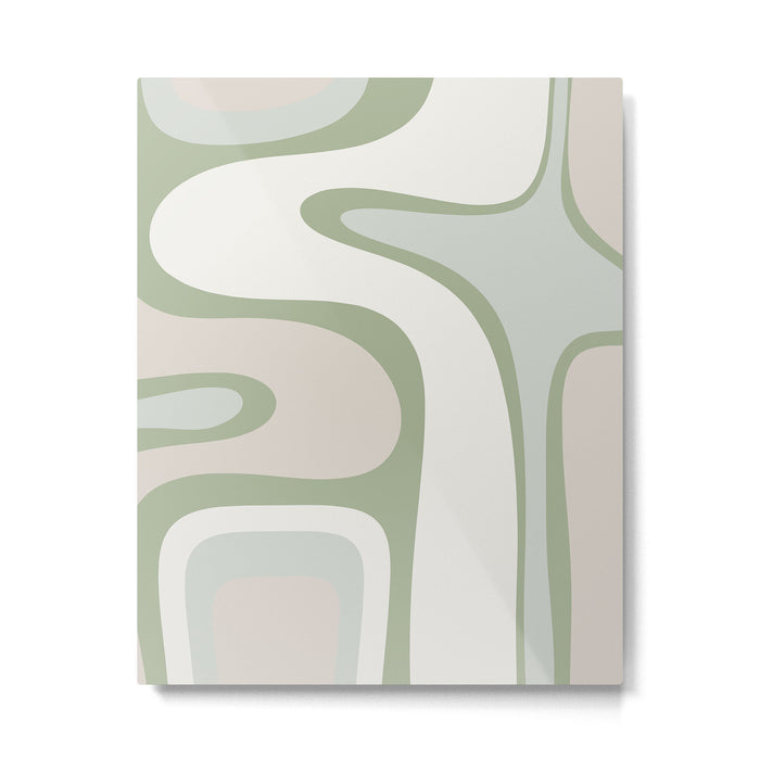 Mid Century Modern Sage Green Copacetic Retro Abstract Metal Print Gallery Image 1