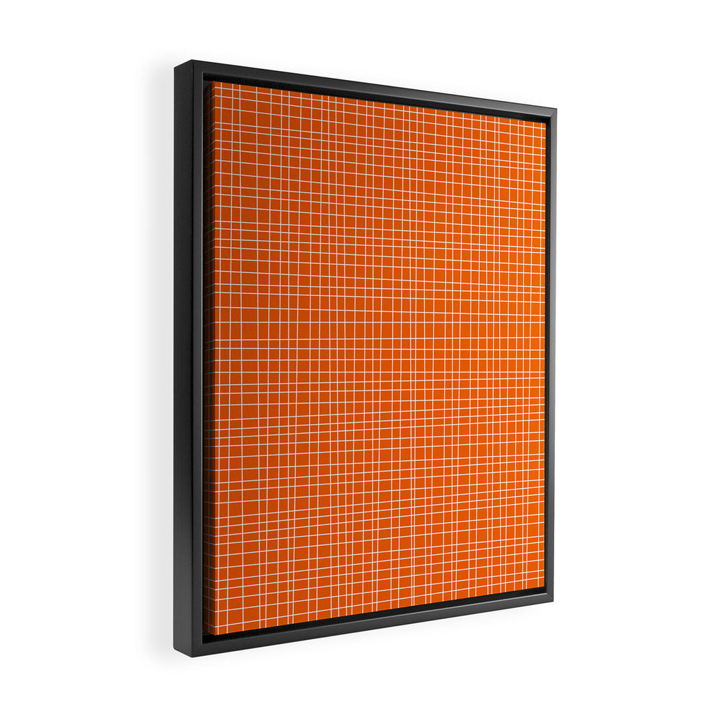 Mid Century Modern Simple Orange Irregular Woven Pattern Framed Canvas Print Gallery Image 2