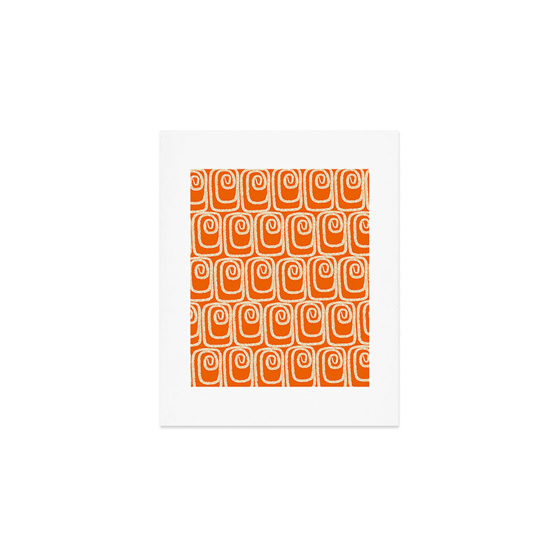 Mid Century Modern Spirra 50s 60s Pattern in Orange and Cream Art Print Gallery Image 1