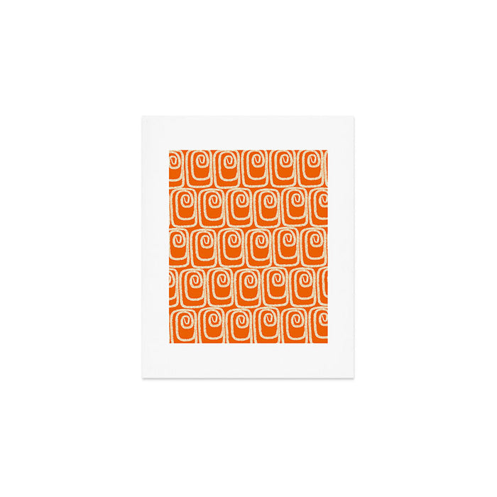 Mid Century Modern Spirra 50s 60s Pattern in Orange and Cream Art Print Gallery Image 1