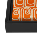 Mid Century Modern Spirra 50s 60s Pattern in Orange and Cream Framed Canvas Print Gallery Image 3