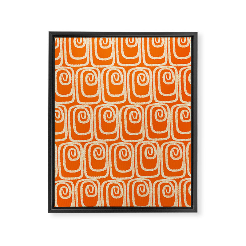 Mid Century Modern Spirra 50s 60s Pattern in Orange and Cream Framed Canvas Print Gallery Image 8
