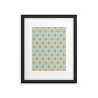 Mid Century Modern Starbursts - Atomic Age Pattern in Muted Gold and Pale Ice Blue Framed Art Print Gallery Image 5