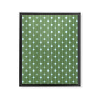 Mid Century Modern Stars and Dots Pattern in Olive Green and Light Ice Blue Framed Canvas Print Gallery Image 8