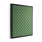Mid Century Modern Stars and Dots Pattern in Olive Green and Light Ice Blue Framed Canvas Print Gallery Image 2