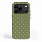Mid Century Modern Stars and Dots Pattern in Olive Green iPhone Case Gallery Image 1