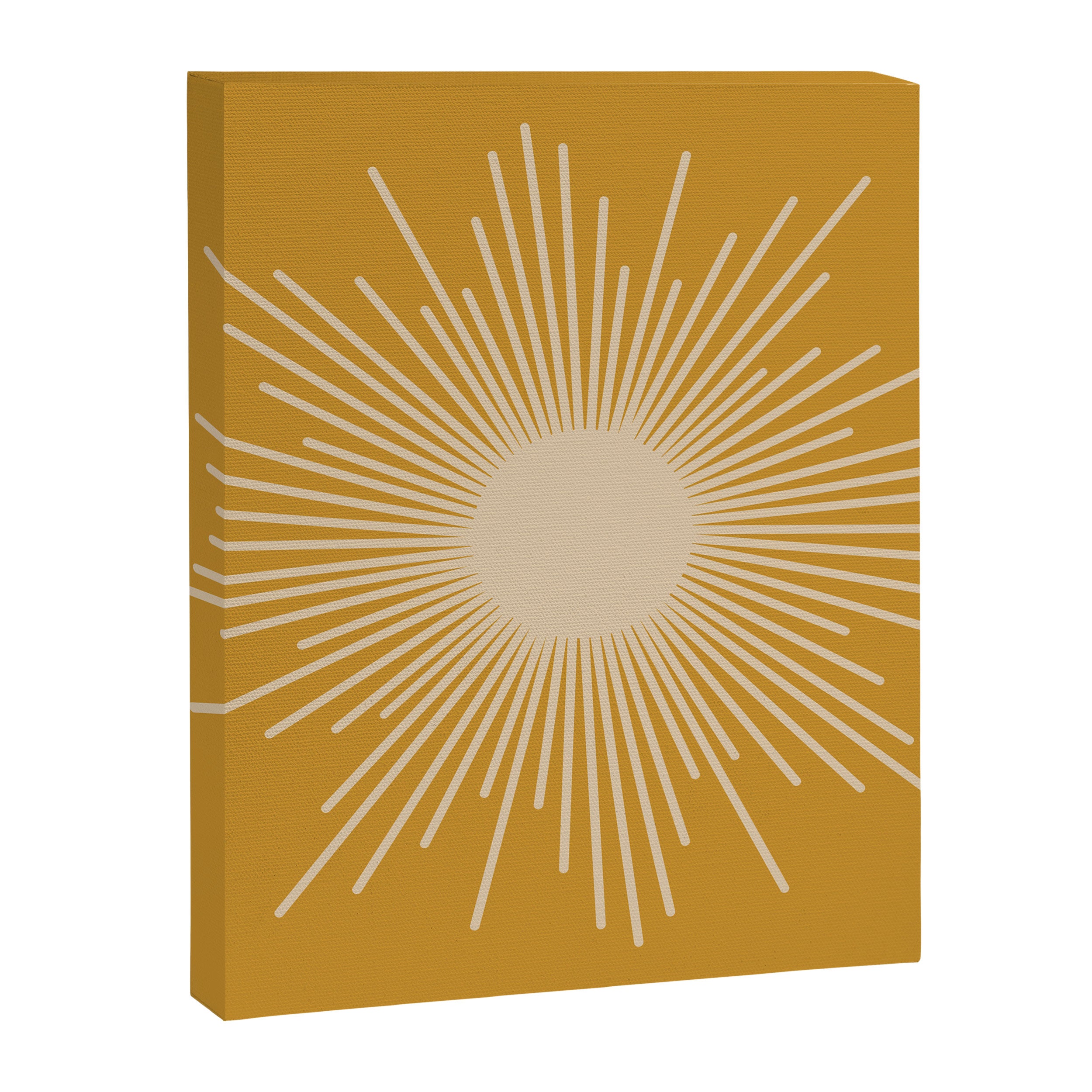 Mid Century Modern Sunburst in Dark Mustard and Beige Canvas Print Gallery Image 8