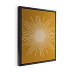Mid Century Modern Sunburst in Dark Mustard and Beige Framed Canvas Print Gallery Image 2
