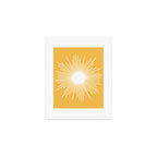 Mid Century Modern Sunburst - Minimalist Sun in Mustard Marigold Yellow and White Art Print Gallery Image 1