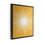 Mid Century Modern Sunburst - Minimalist Sun in Mustard Marigold Yellow and White Framed Canvas Print Gallery Image 2