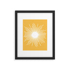 Mid Century Modern Sunburst - Minimalist Sun in Mustard Marigold Yellow and White Framed Art Print Gallery Image 6