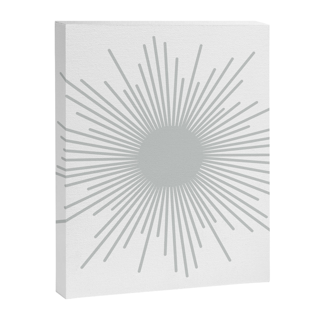 Mid Century Modern Sunburst Sun in Light Gray on White Canvas Print Gallery Image 8