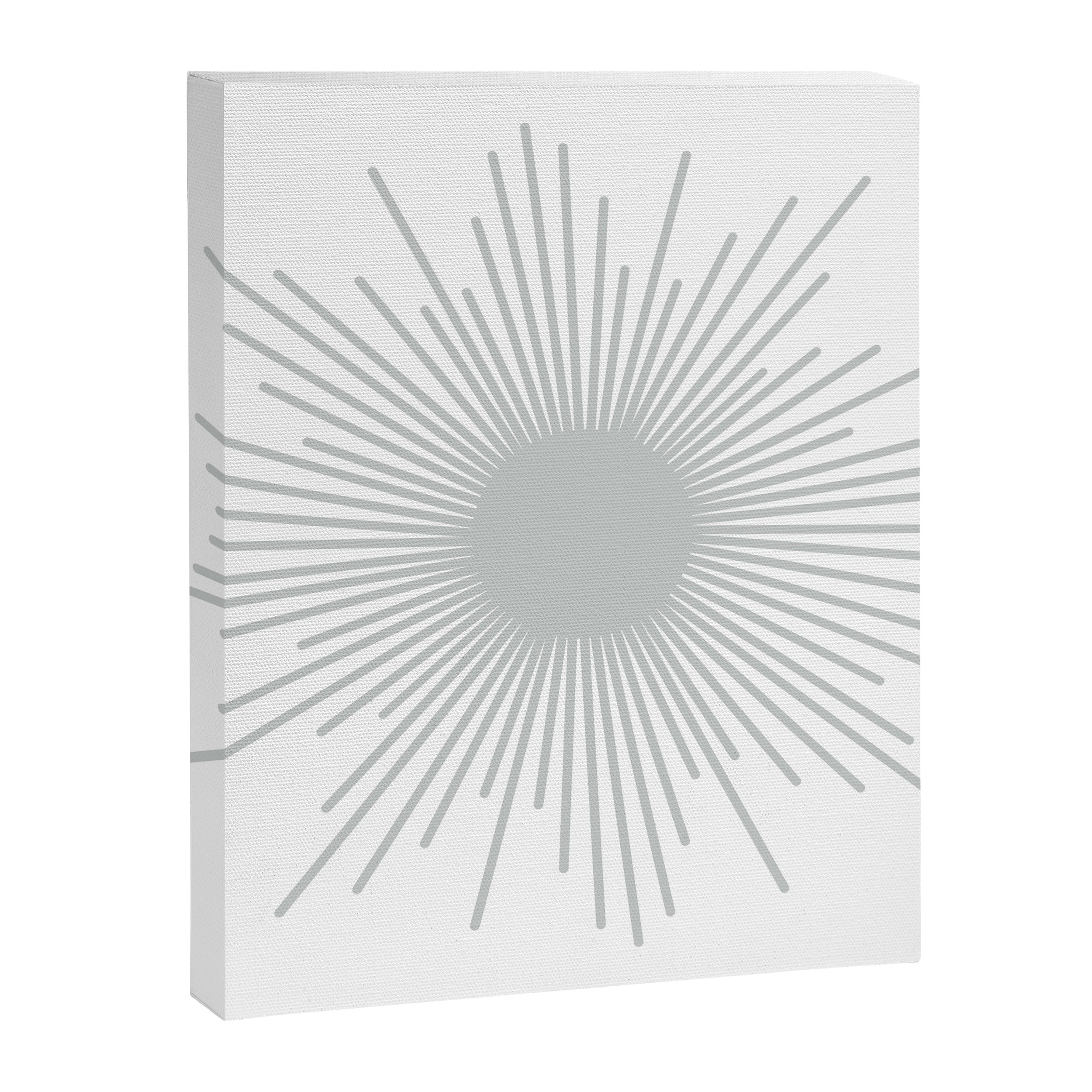 Mid Century Modern Sunburst Sun in Light Gray on White Canvas Print Gallery Image 8