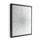 Mid Century Modern Sunburst Sun in Light Gray on White Framed Canvas Print Gallery Image 2
