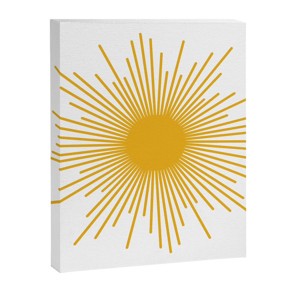 Mid Century Modern Sunburst Sun in Mustard and White Canvas Print Gallery Image 8