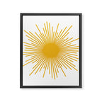 Mid Century Modern Sunburst Sun in Mustard and White Framed Canvas Print Gallery Image 8
