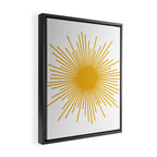 Mid Century Modern Sunburst Sun in Mustard and White Framed Canvas Print Gallery Image 2