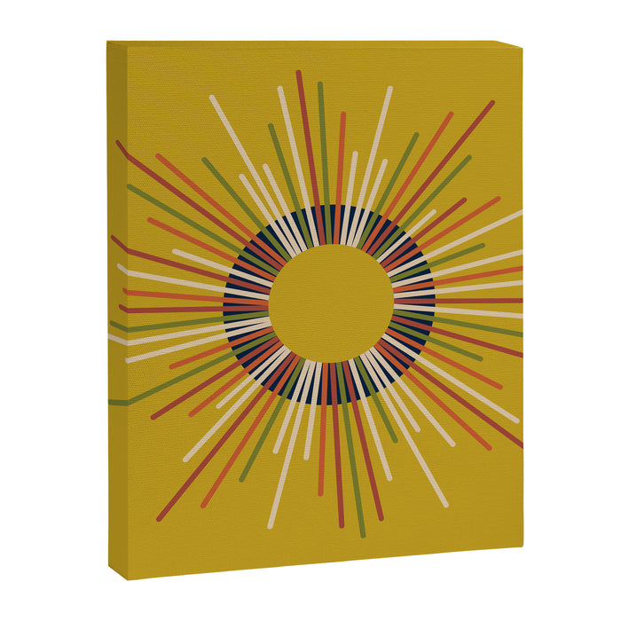 Mid Century Modern Sunburst Sun on Mustard Canvas Print Gallery Image 1