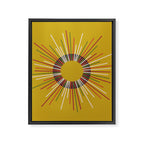 Mid Century Modern Sunburst Sun on Mustard Framed Canvas Print Gallery Image 8