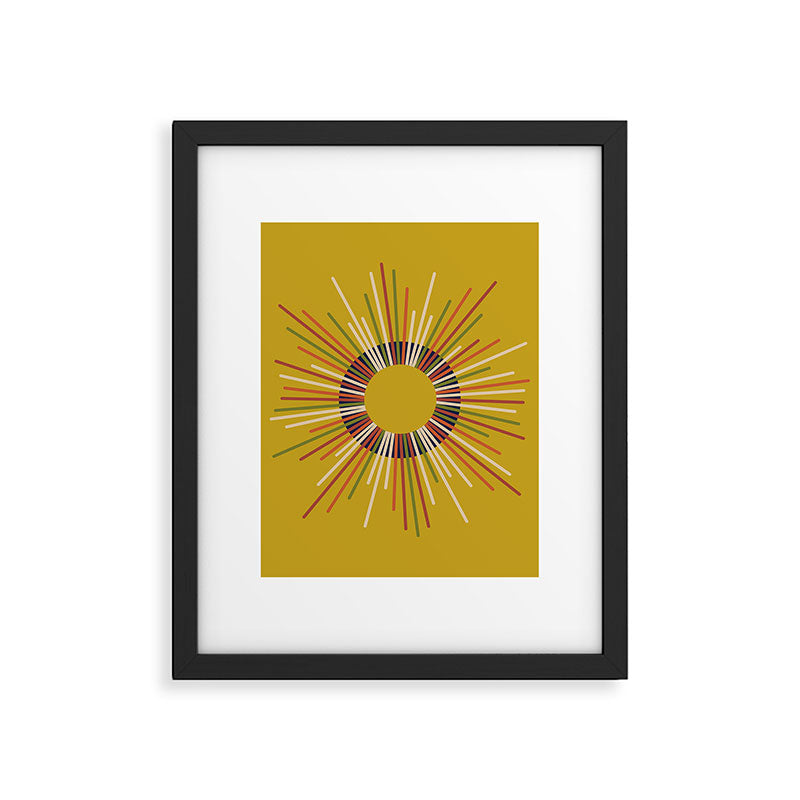 Mid Century Modern Sunburst Sun on Mustard Framed Art Print Gallery Image 6