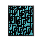 Mid Century Modern Turquoise and Black Loop Pattern Framed Canvas Print Gallery Image 8