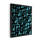 Mid Century Modern Turquoise and Black Loop Pattern Framed Canvas Print Gallery Image 2