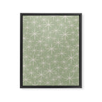 Mid Century Modern Twinkling Retro Starburst Pattern in Sage Green and Beige Framed Canvas Print Gallery Image 8