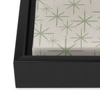 Mid Century Modern Twinkling Retro Starbursts in Sage Green and Beige Framed Canvas Print Gallery Image 3
