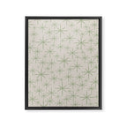 Mid Century Modern Twinkling Retro Starbursts in Sage Green and Beige Framed Canvas Print Gallery Image 8