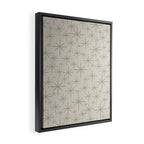 Mid Century Modern Twinkling Retro Starbursts in Sage Green and Beige Framed Canvas Print Gallery Image 2
