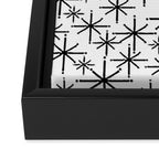 Mid Century Modern Twinkling Starburst Pattern in Black and White Framed Canvas Print Gallery Image 3