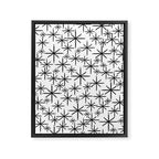 Mid Century Modern Twinkling Starburst Pattern in Black and White Framed Canvas Print Gallery Image 8